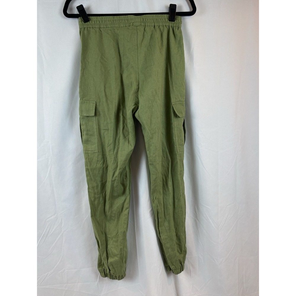 New On The Go Linen Blend Olive Green Joggers Women's Size Small - Picture 5 of 7